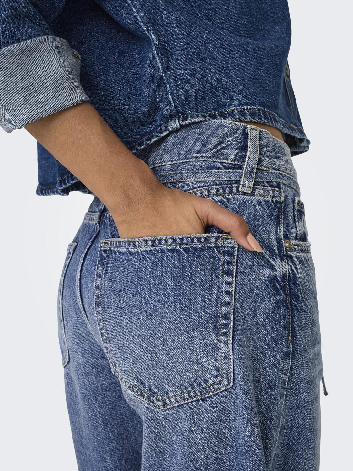 ONLGIANNA Belt Loops High Waist Straight Fit Jeans - 6