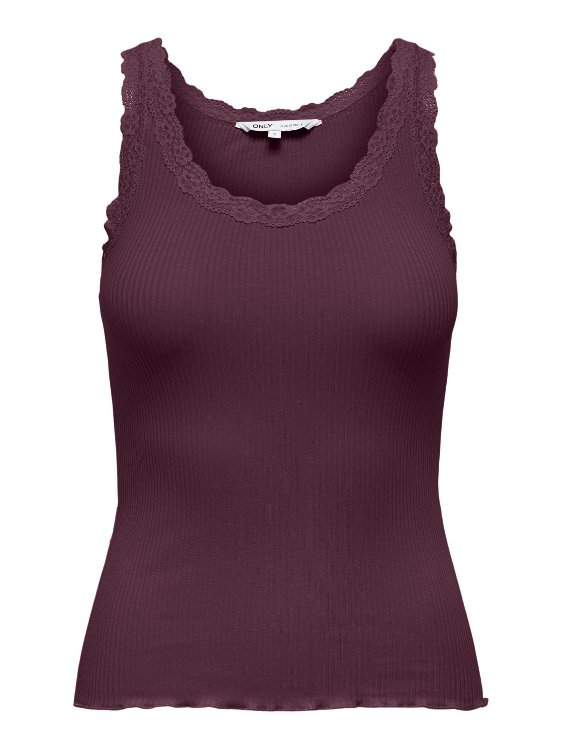 ONLSARA BASIC U-hals ærmeløs tanktop med blondedetalje - 3