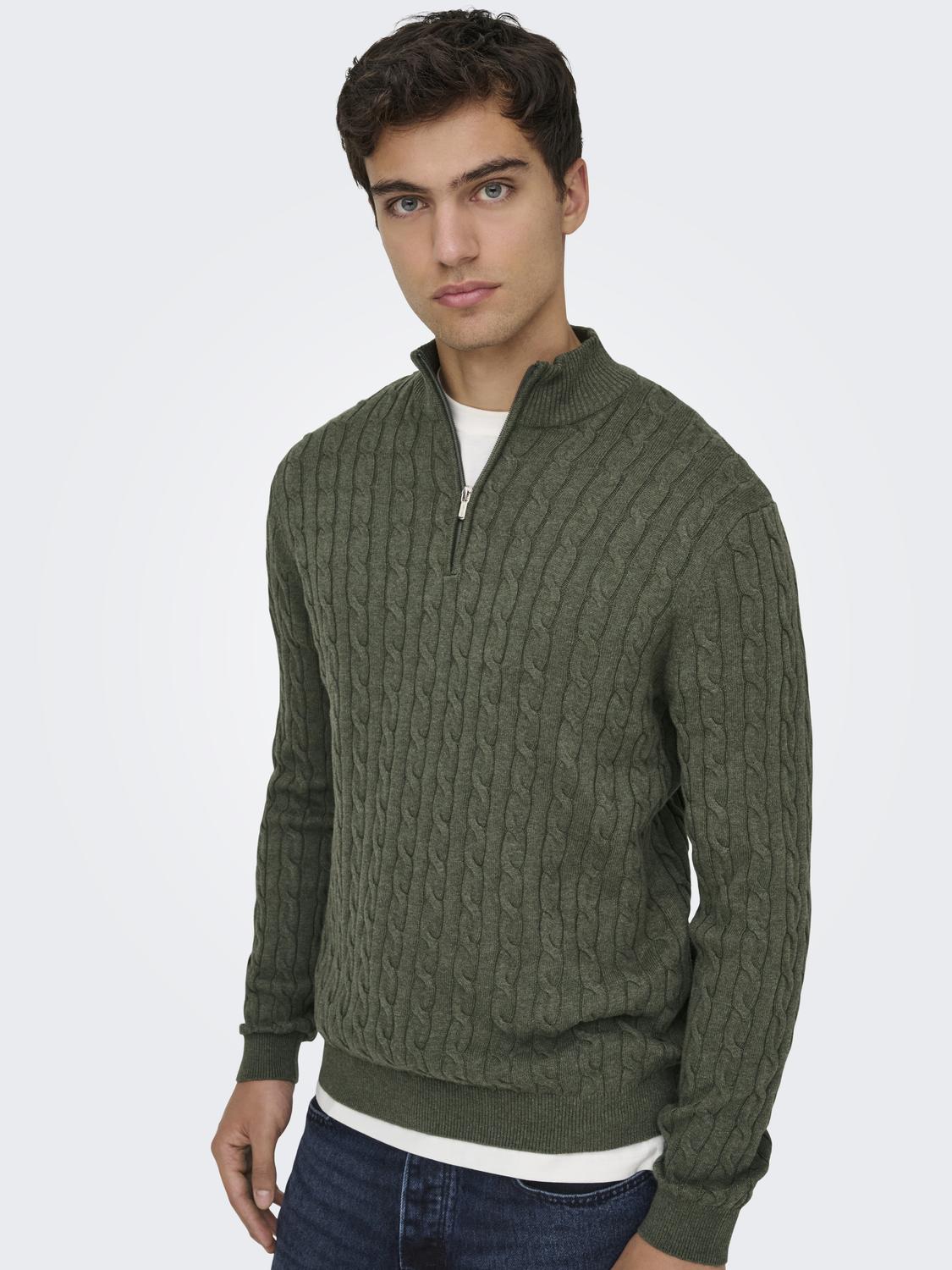 ONSLOUI REG 12 CABEL HALF ZIP KNIT NOOS - 4