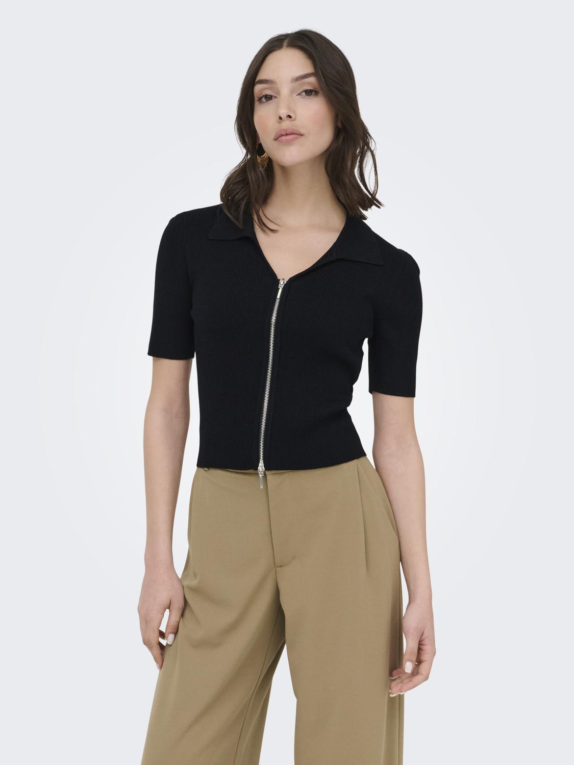 JDYNANNA S/S SHORT ZIP CARDIGAN KNT