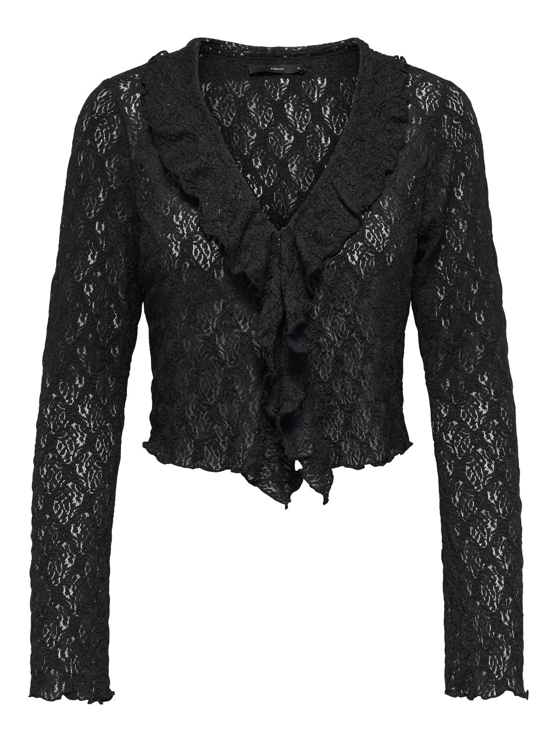 PGSTINNE L/S  FRILL LACE TOP JRS