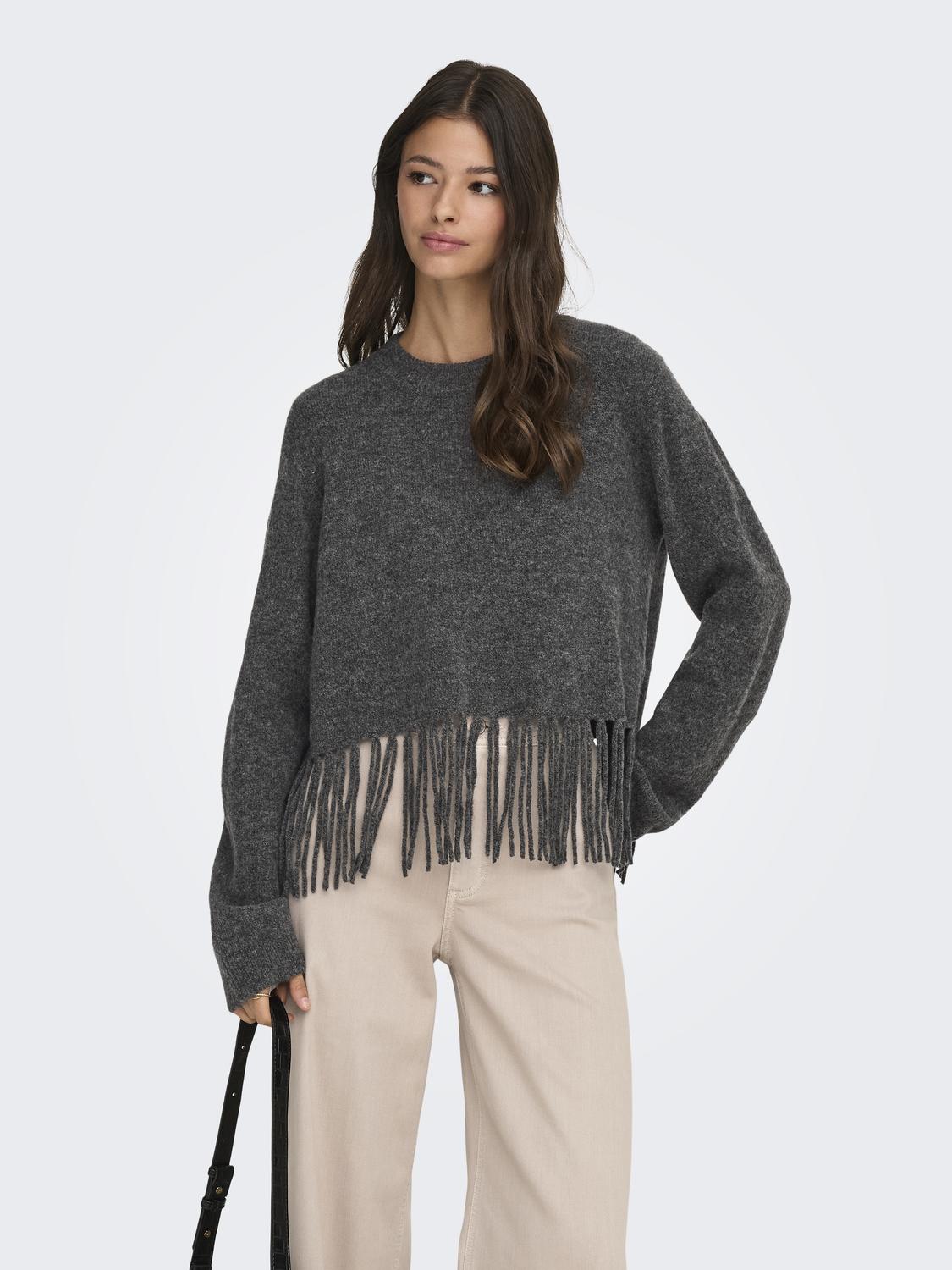 JDYANDREA L/S FRINGE PULLOVER KNT