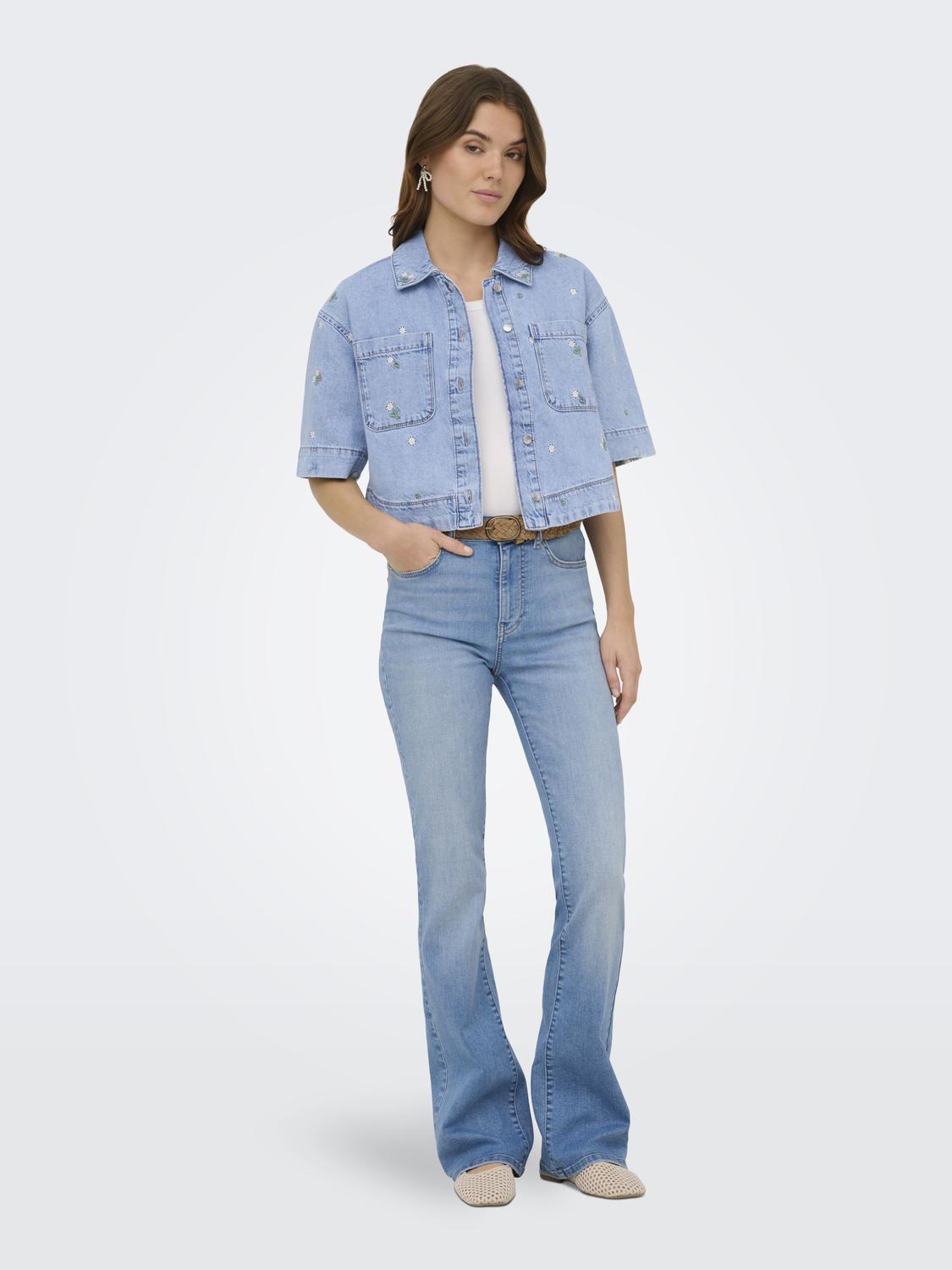 ONLCLEO SS EMBROI CROP DNM SHIRT PIM - 6
