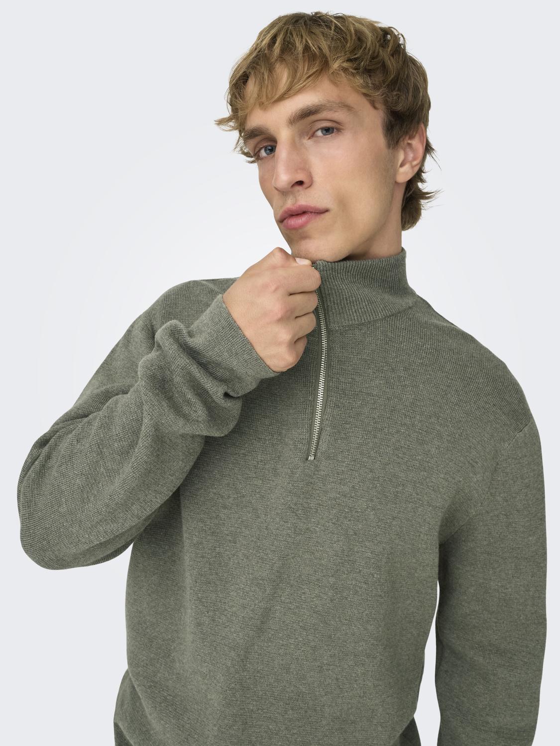 ONSTING REG HALF ZIP KNIT NOOS - 4