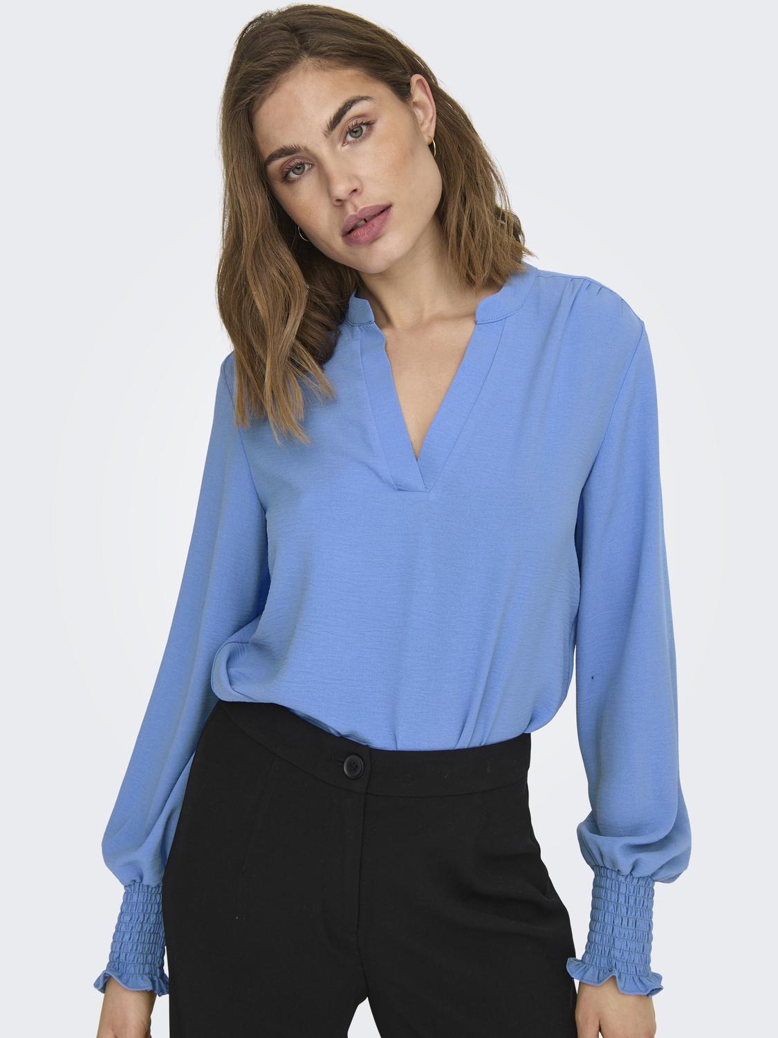 ONLMETTE V-NECK LS SMOCK TOP NOOS WVN - 4