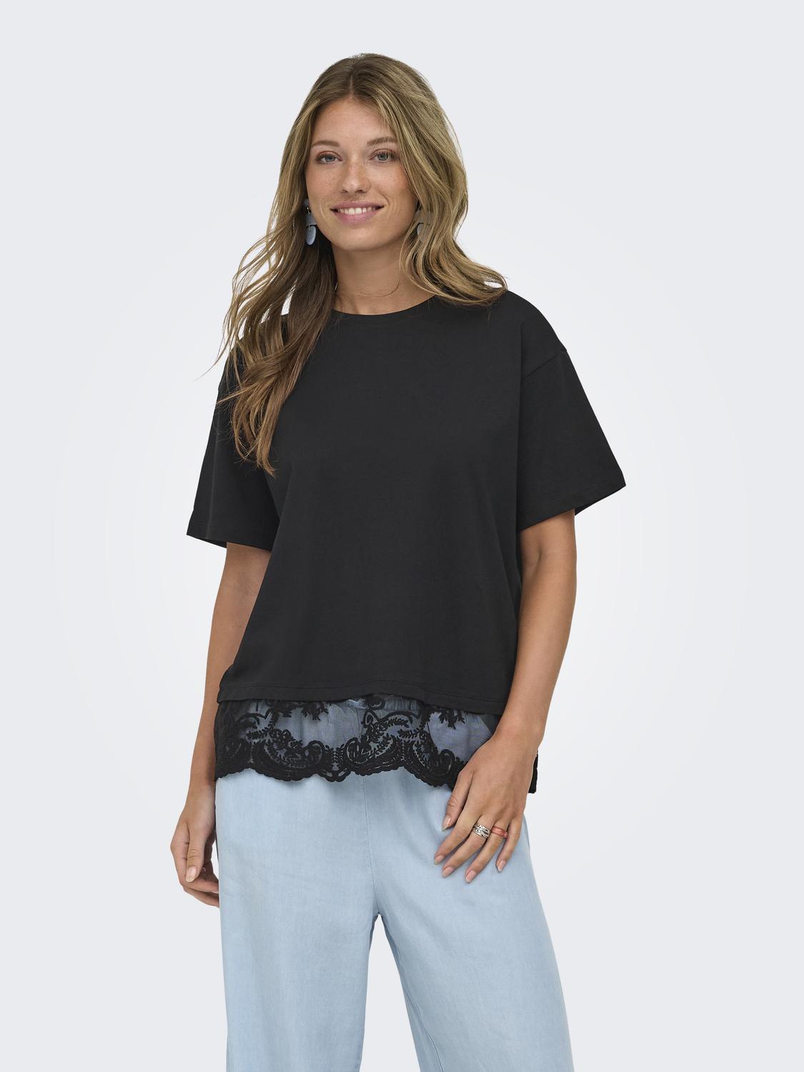 ONLVIVVI S/S LACE BOTTOM TOP JRS NOOS