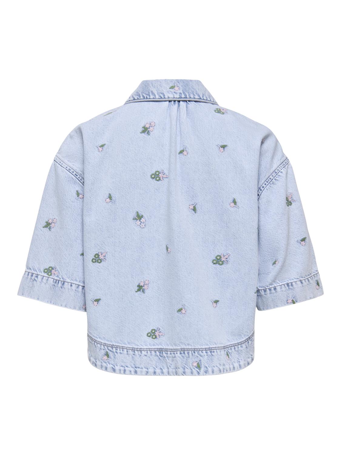 ONLCLEO SS EMB CROP DNM SHIRT PIM