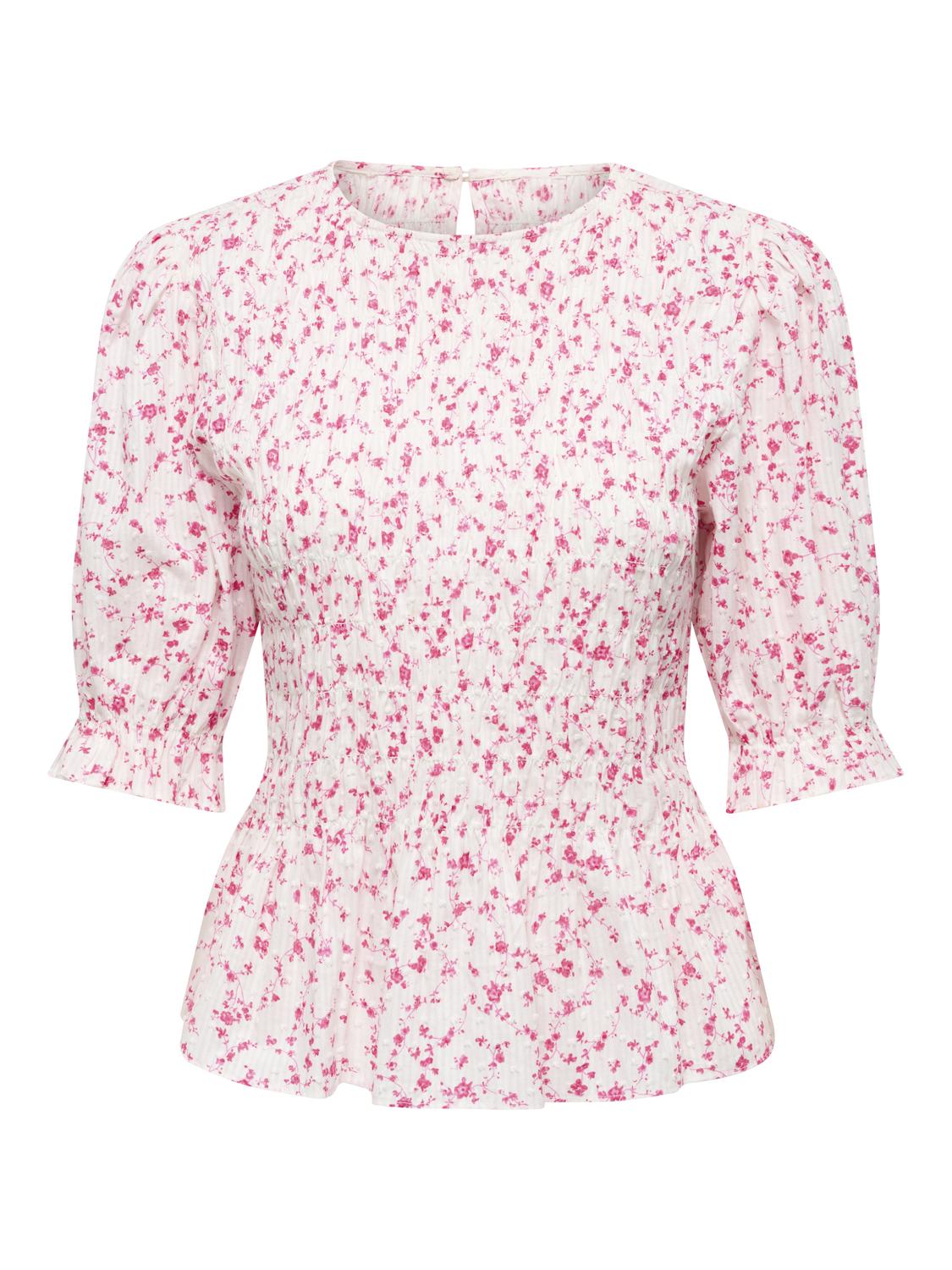 PGWILLA Bluse med volumermer og vaffelsømdetalj