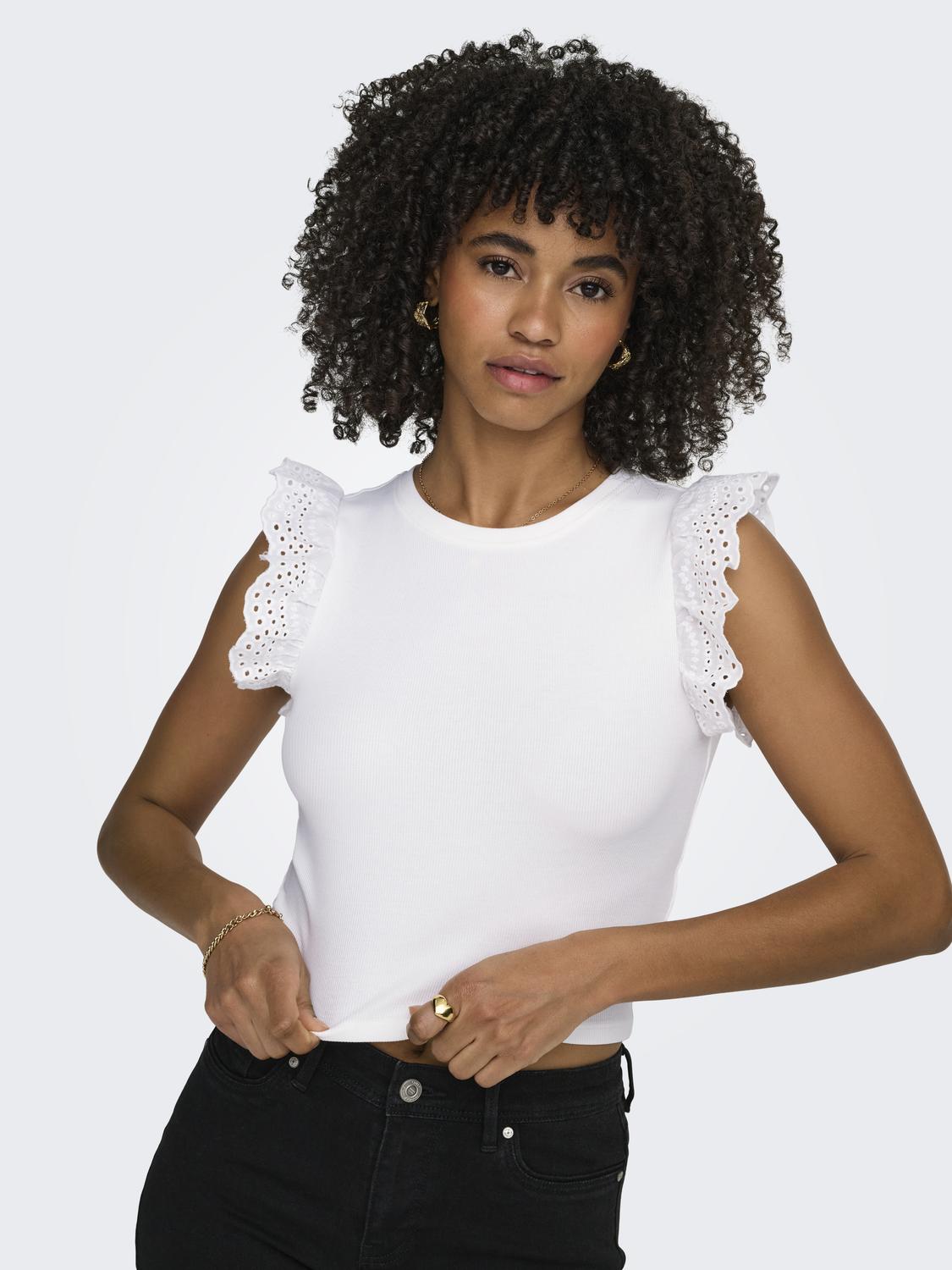 ONLMATHILDA S/L LACE DETAIL TOP JRS NOOS