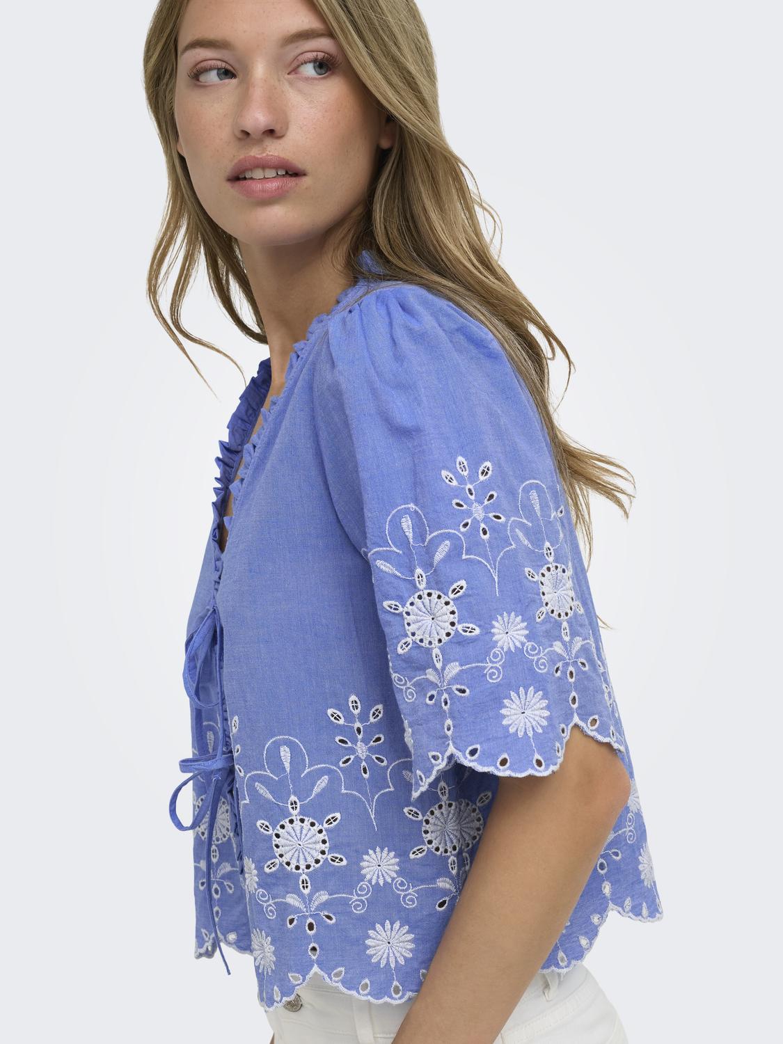 ONLMIFFY S/S EMB TIE TOP NOOS WVN - 4