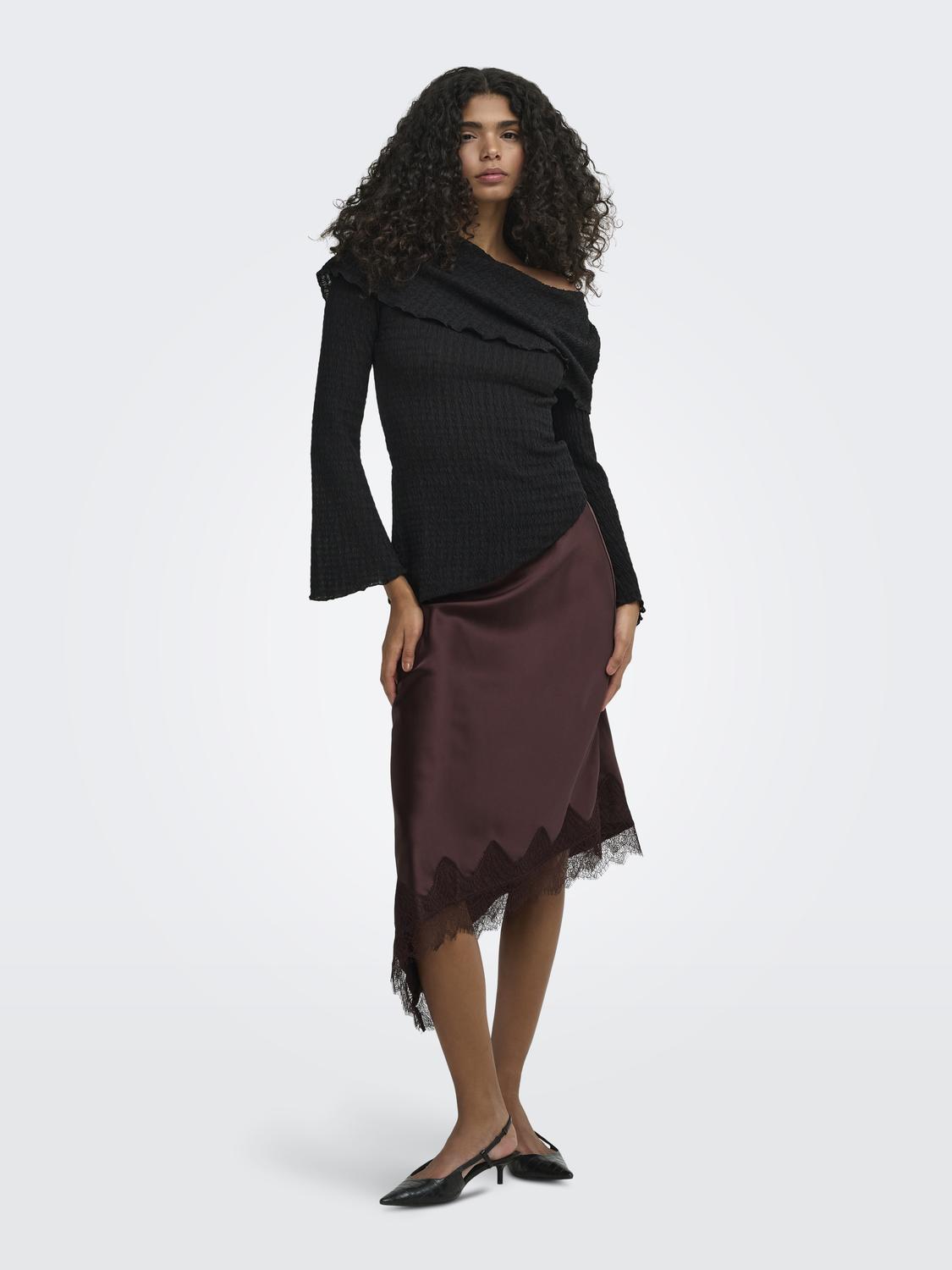 ONLBELLA SLANTED SATIN LACE SKIRT WVN - 6