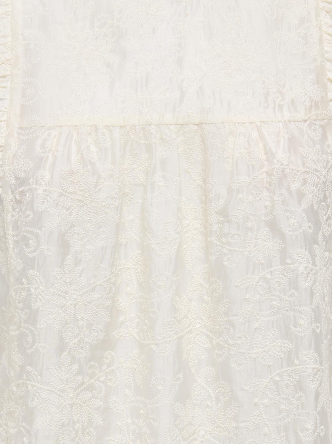 STUALAIA S/L SHEER EMB. FLOUNCE TOP WVN - 2