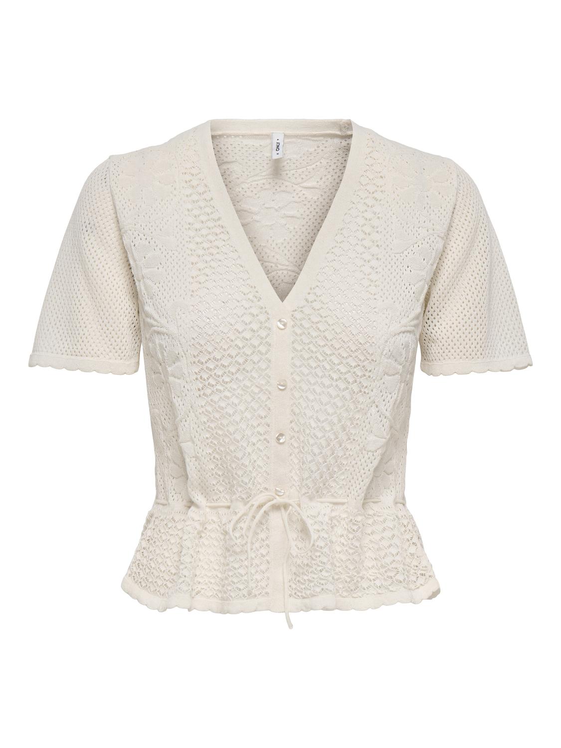 ONLMAI SS V-NECK TIE STRING CARDI EX KNT