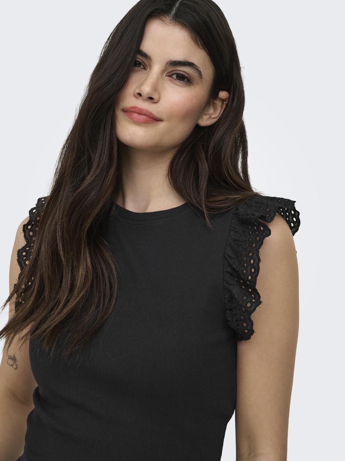 ONLMATHILDA S/L LACE DETAIL TOP JRS NOOS