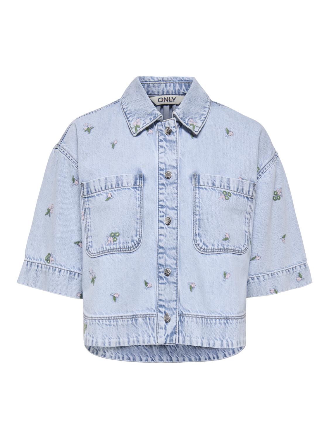 ONLCLEO SS EMB CROP DNM SHIRT PIM