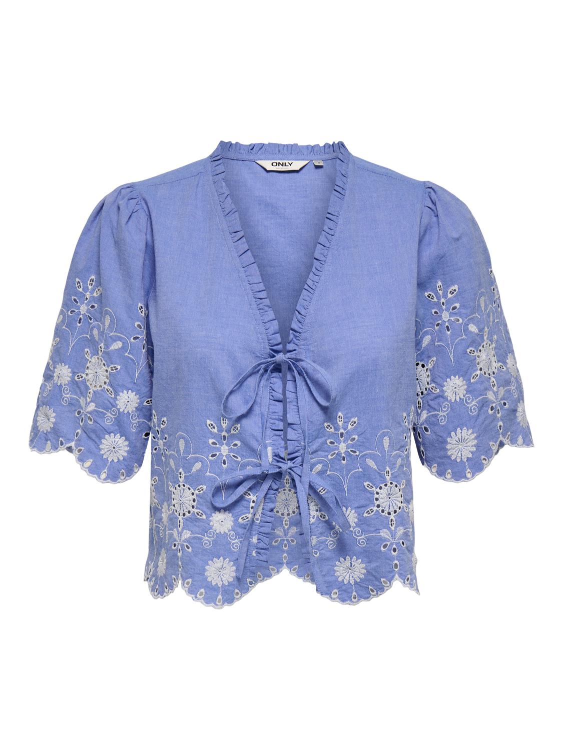 ONLMIFFY S/S EMB TIE TOP NOOS WVN - 3