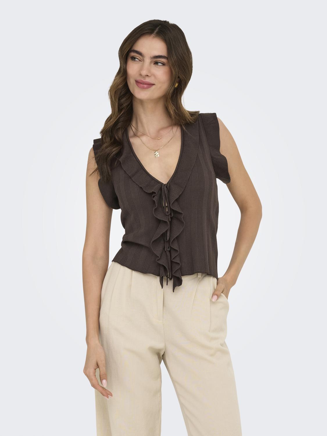 ONLNELLY SL V-NECK STRING CARDI KNT NOOS