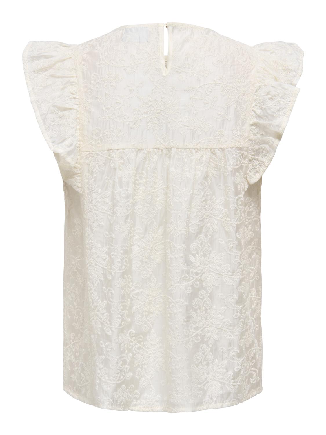 STUALAIA S/L SHEER EMB. FLOUNCE TOP WVN - 3