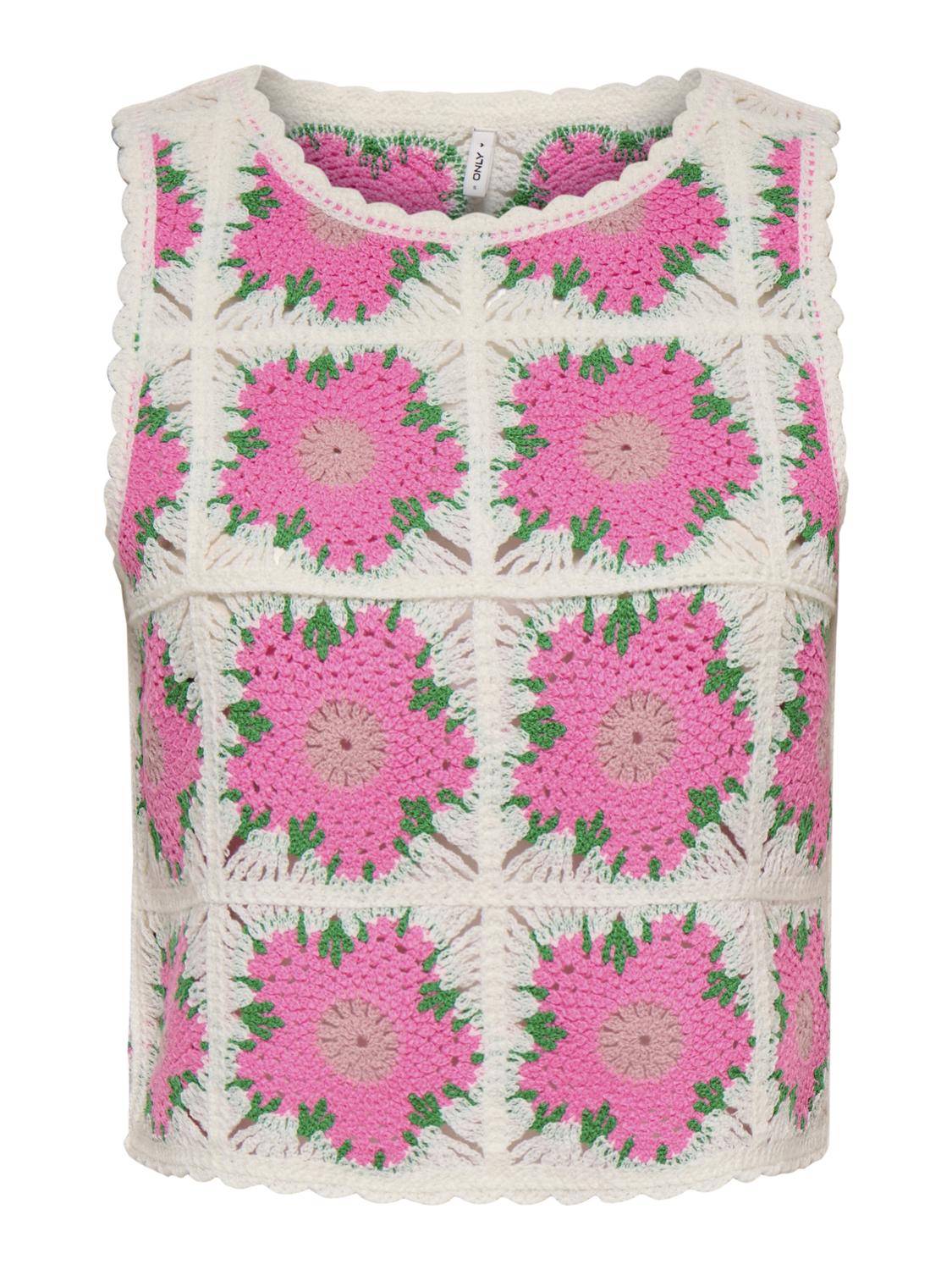 ONLEMMA SL O-NECK CROCHET TOP KNT - 3