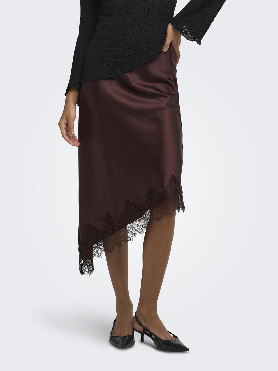 ONLBELLA SLANTED SATIN LACE SKIRT WVN