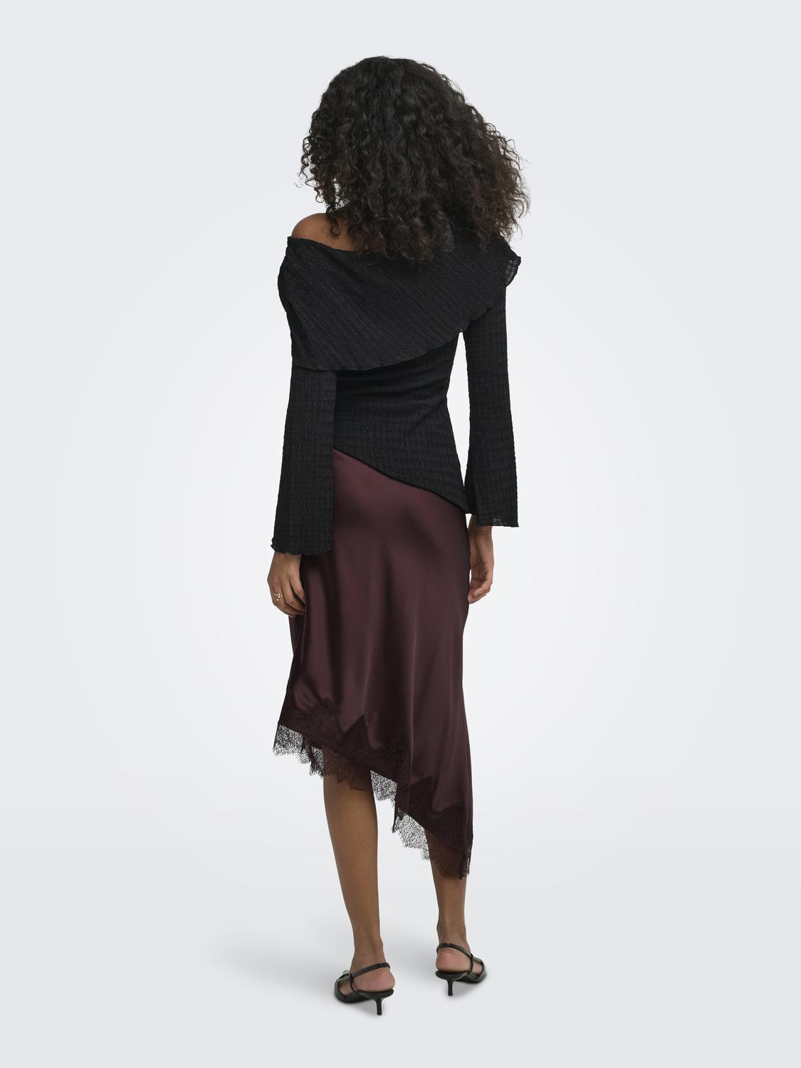 ONLBELLA SLANTED SATIN LACE SKIRT WVN - 2