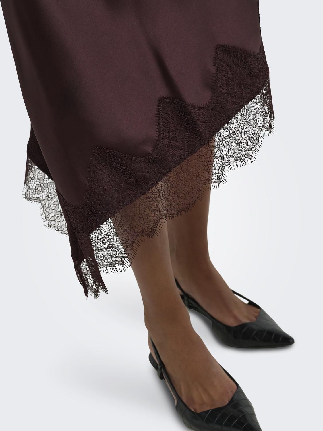 ONLBELLA SLANTED SATIN LACE SKIRT WVN - 4