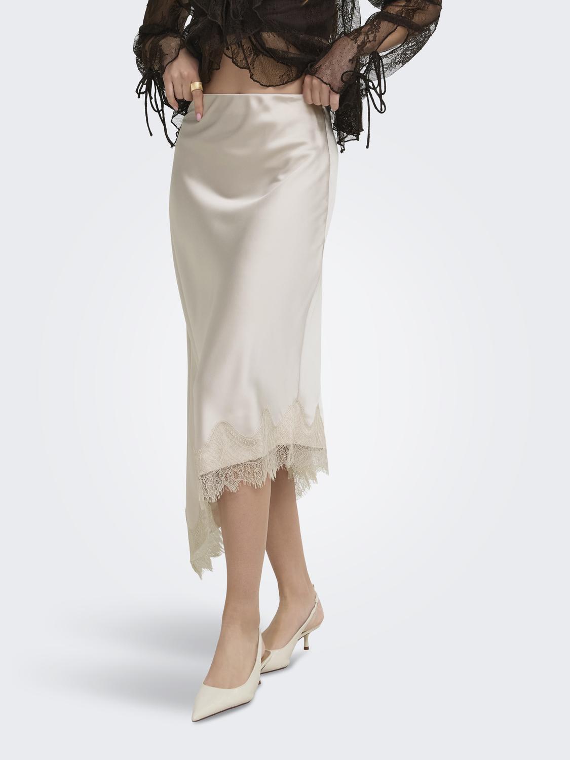 ONLBELLA SLANTED SATIN LACE SKIRT WVN