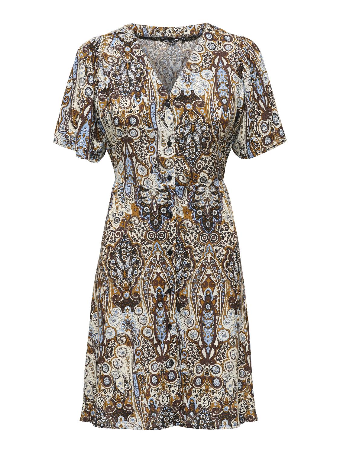 ONLEVIDA Kleid mit Knopfleiste und Bindegürtel