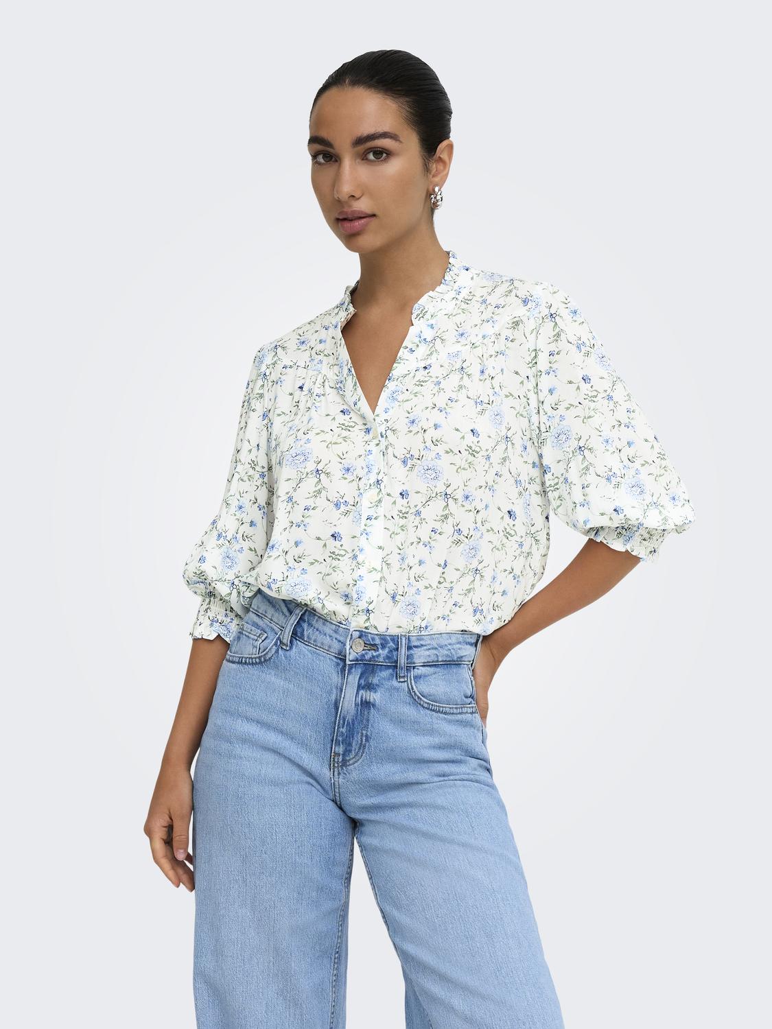 ONLRAYA Feminines Shirt mit Regular Fit und 3/4 Ärmeln