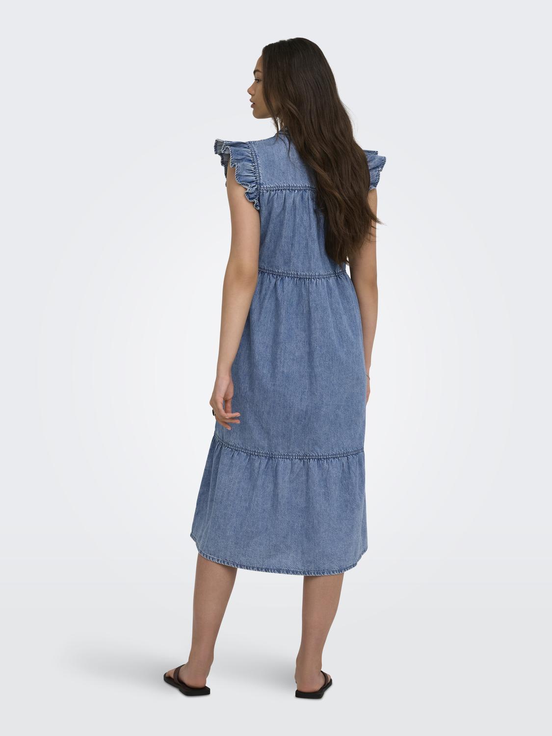 ONLSHANIA S/L FRILL MIDI DNM DRESS AKM - 2