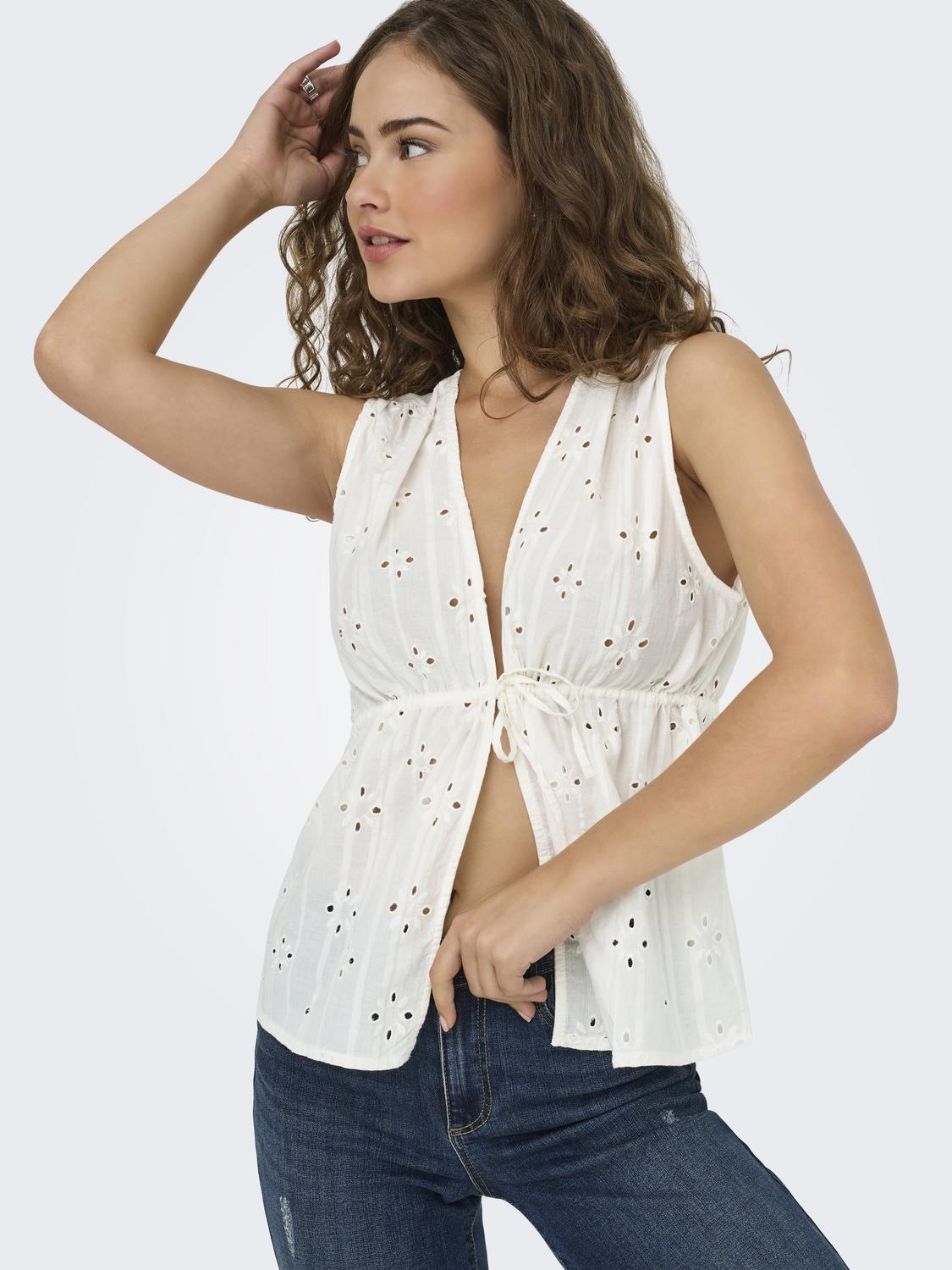 ONLASSISI SL V-NECK TIE TOP MOCH WVN - 4