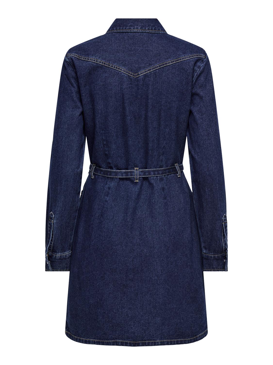 JDYDIANA L/S BUTTON BELT DRESS DNM - 2