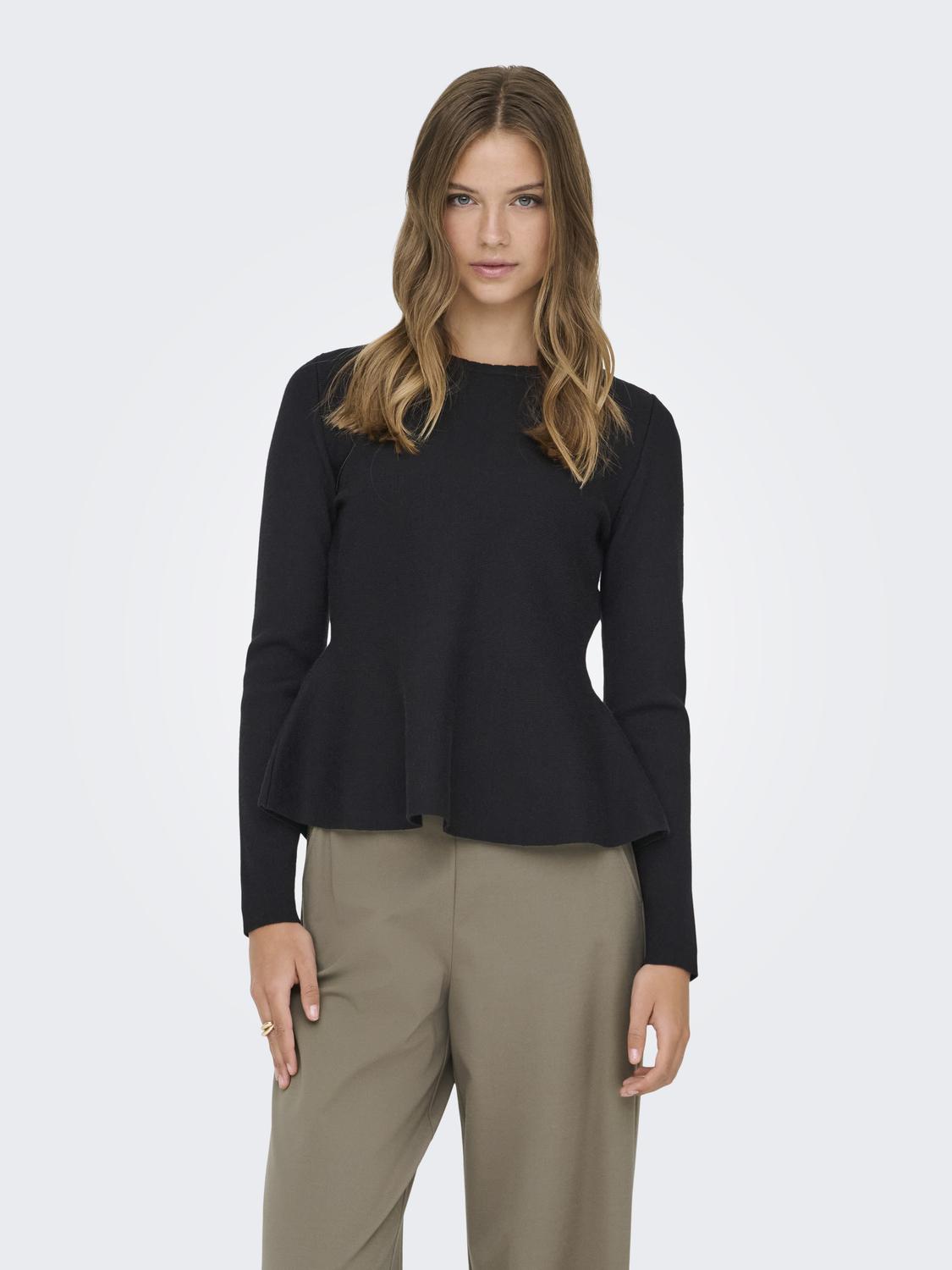 ONLVILDA LS PEPLUM O-NECK KNT
