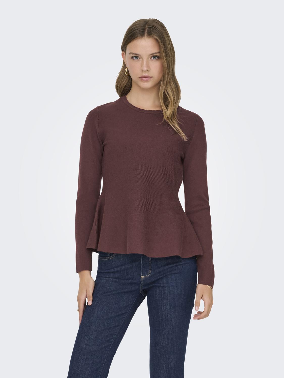 ONLVILDA LS PEPLUM O-NECK KNT