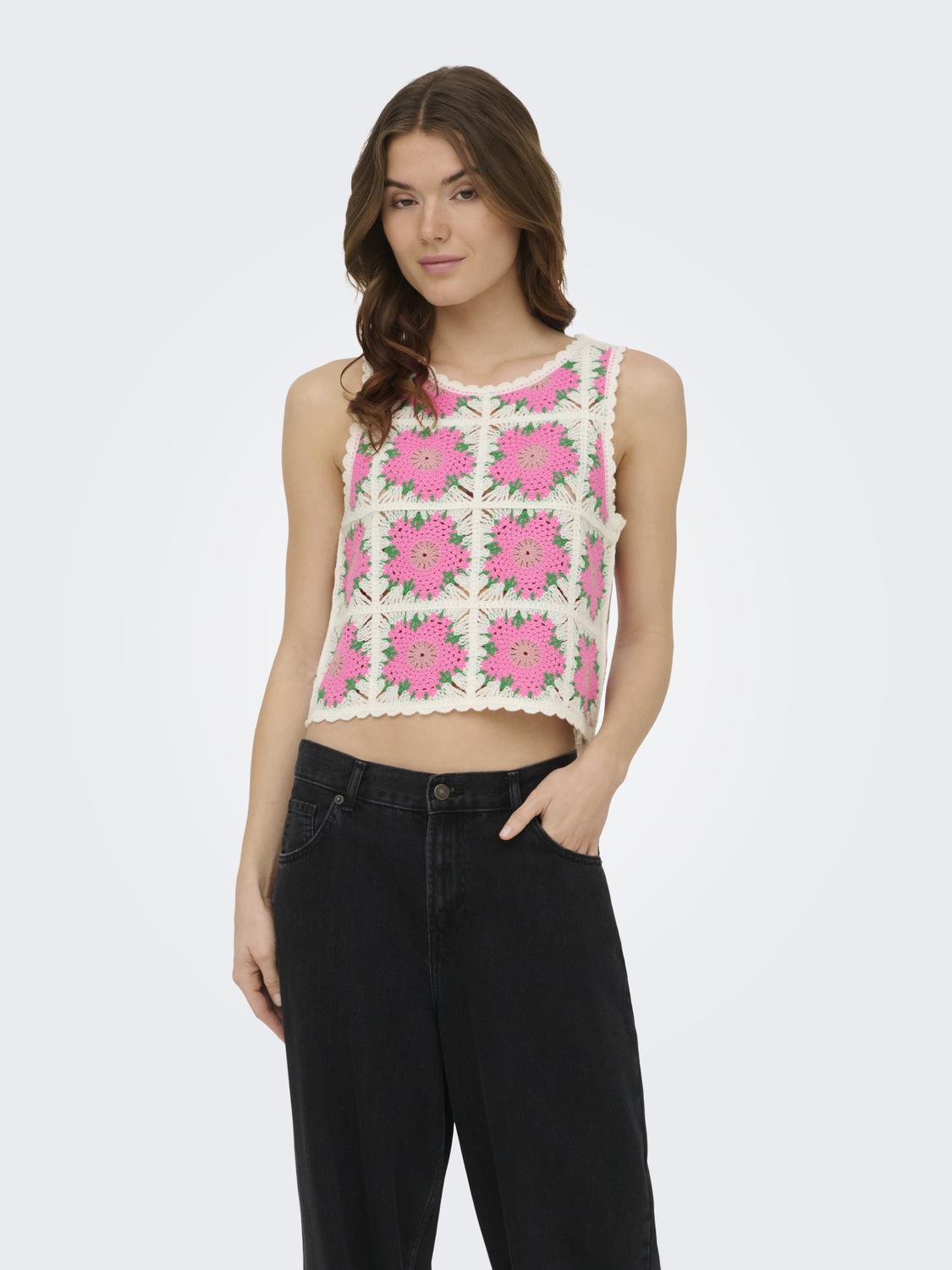 ONLEMMA SL O-NECK CROCHET TOP KNT