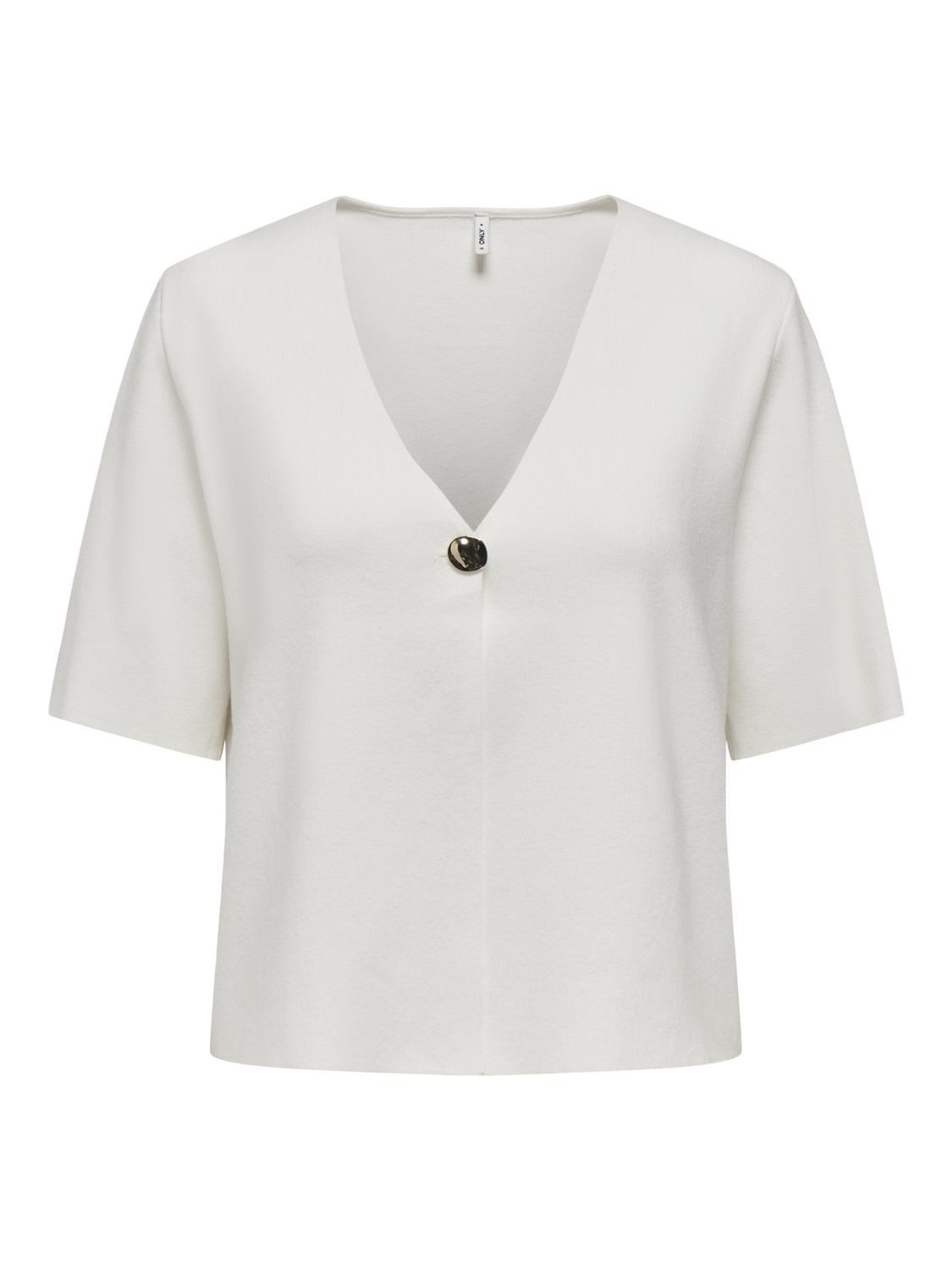 ONLLUCY SS V-NECK ONE BUTTON EX KNT