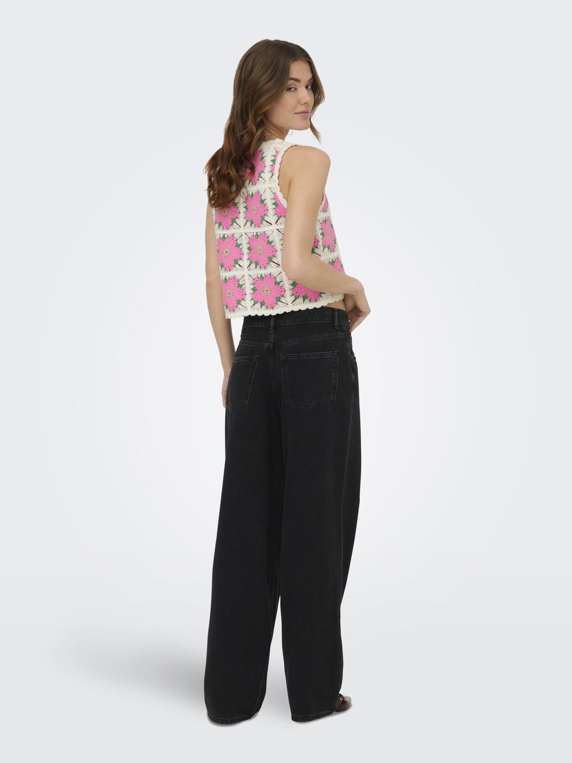 ONLEMMA SL O-NECK CROCHET TOP KNT - 2