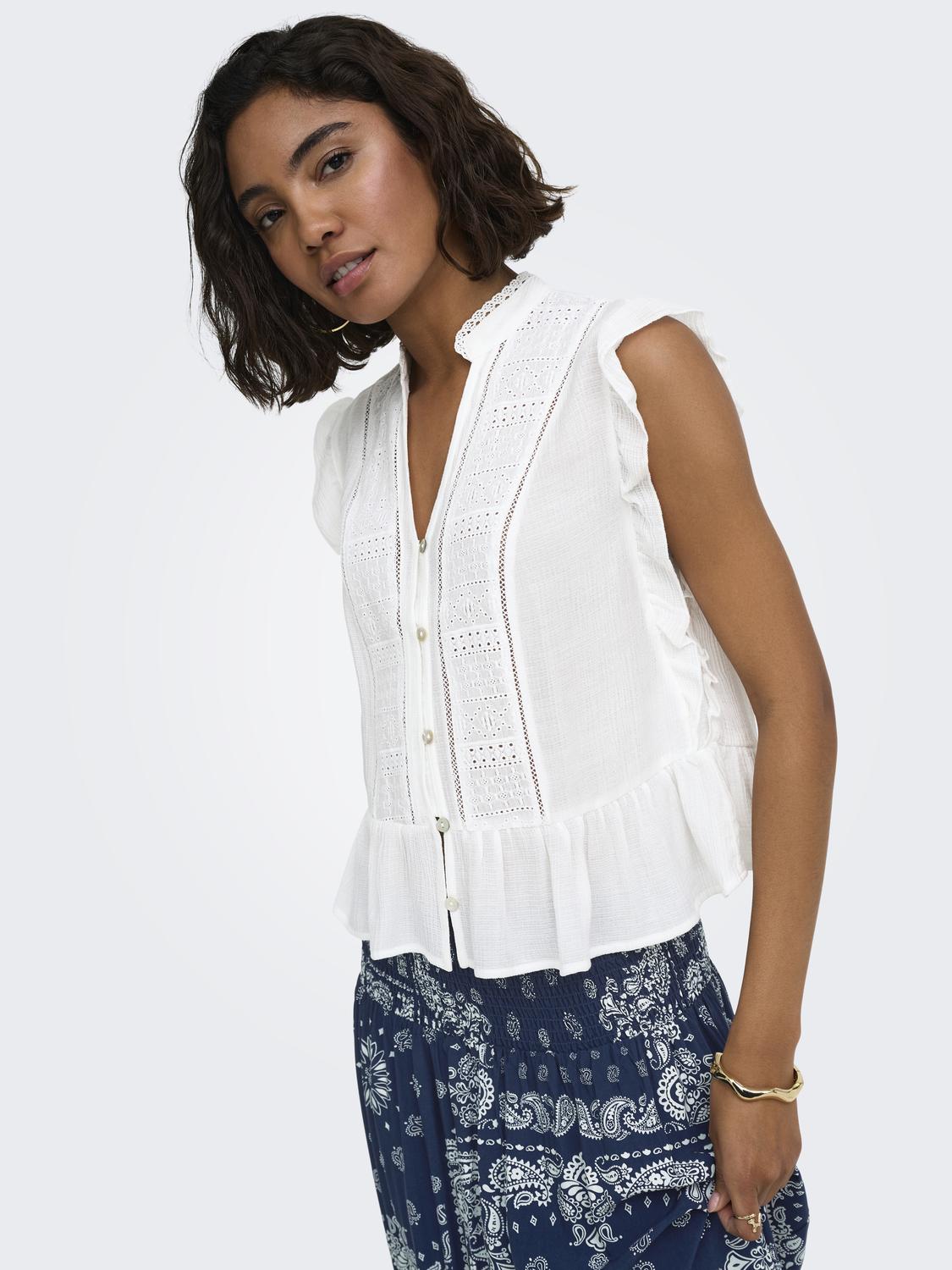 ONLHENNY S/L FRILL BUTTON TOP NOOS WVN