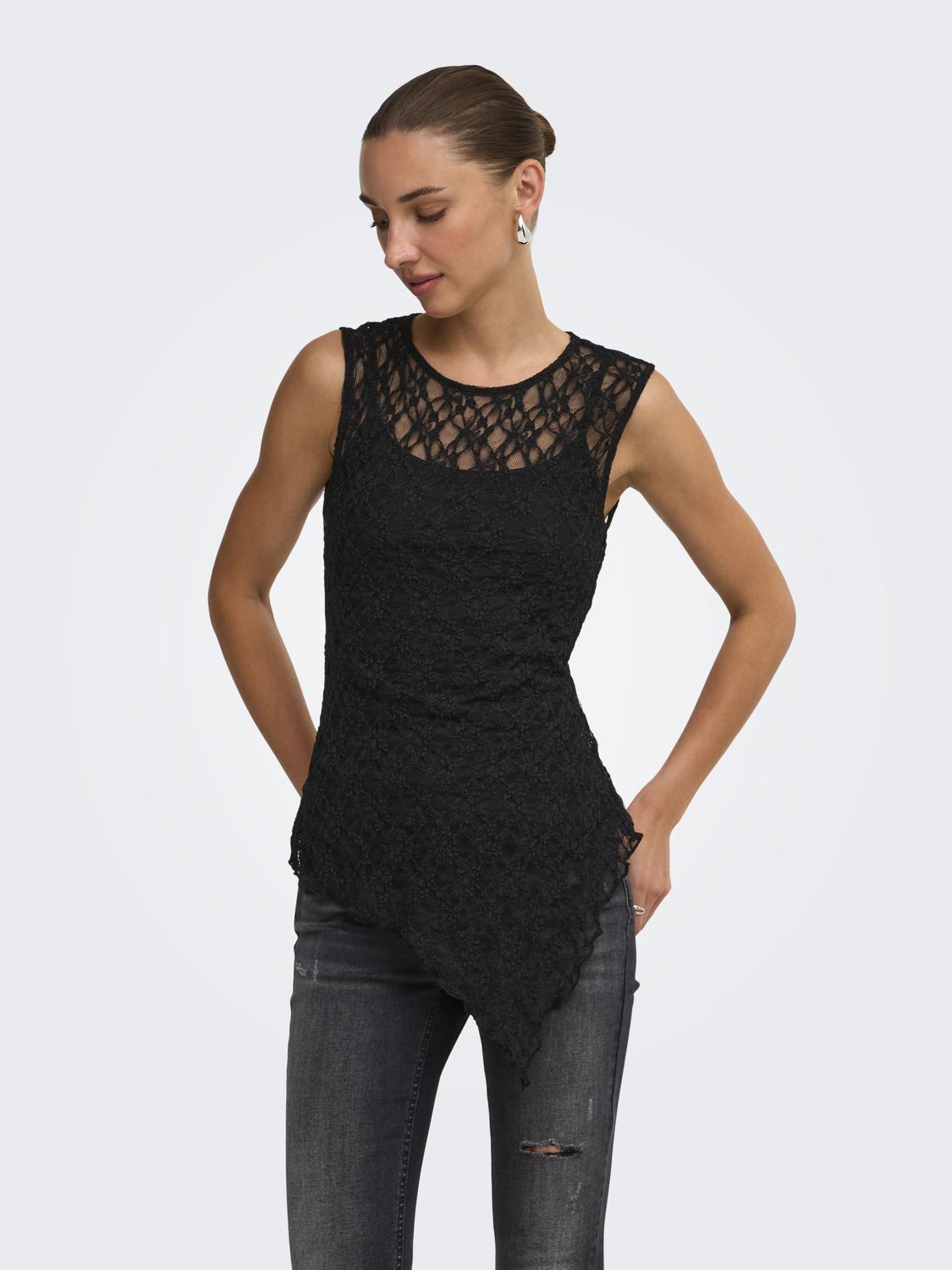 ONLLIVA S/L ASYMMETRIC LACE TOP JRS