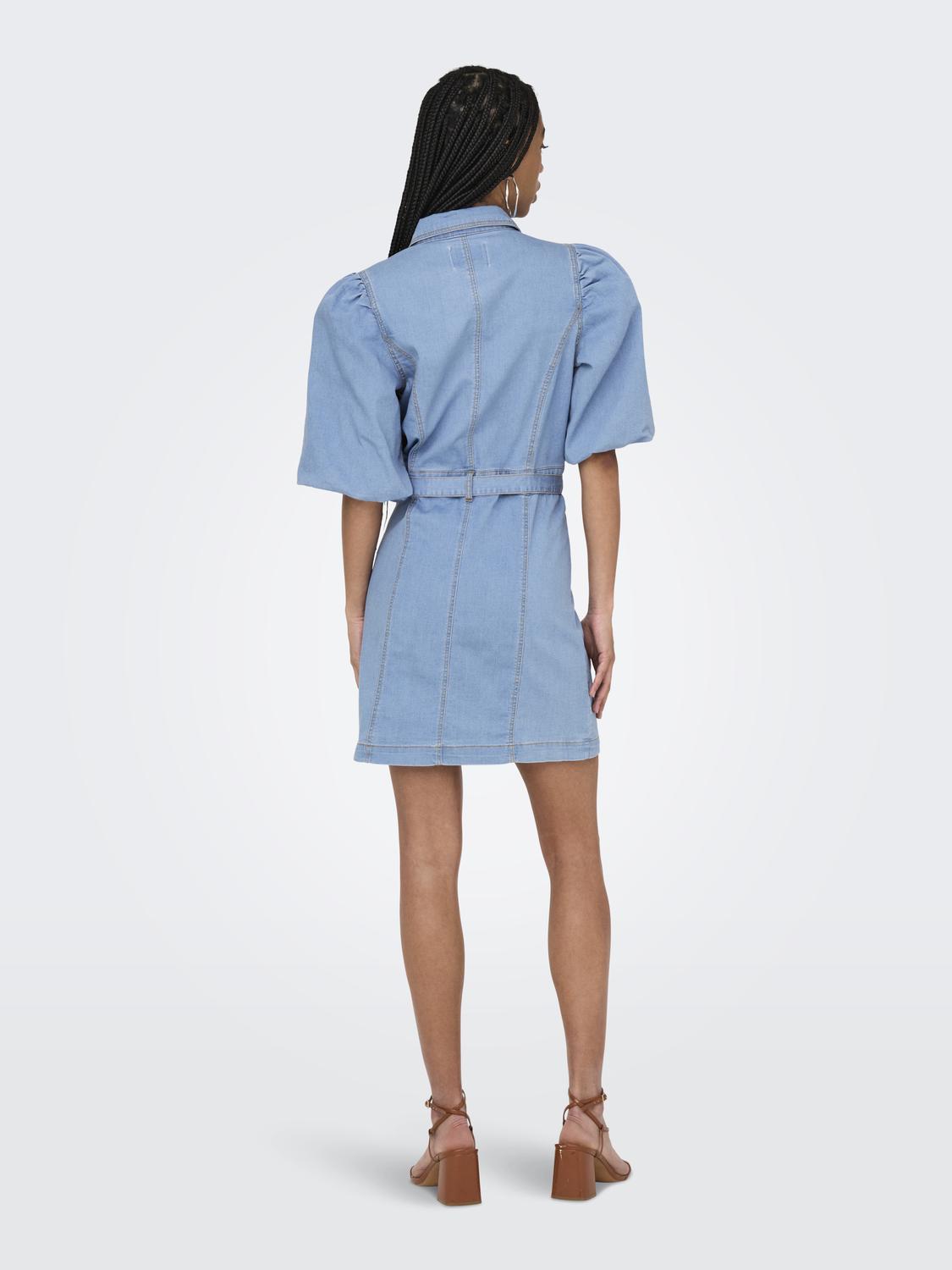 ONLBELIS S/S PUFF BELT DRESS DNM YFM - 2