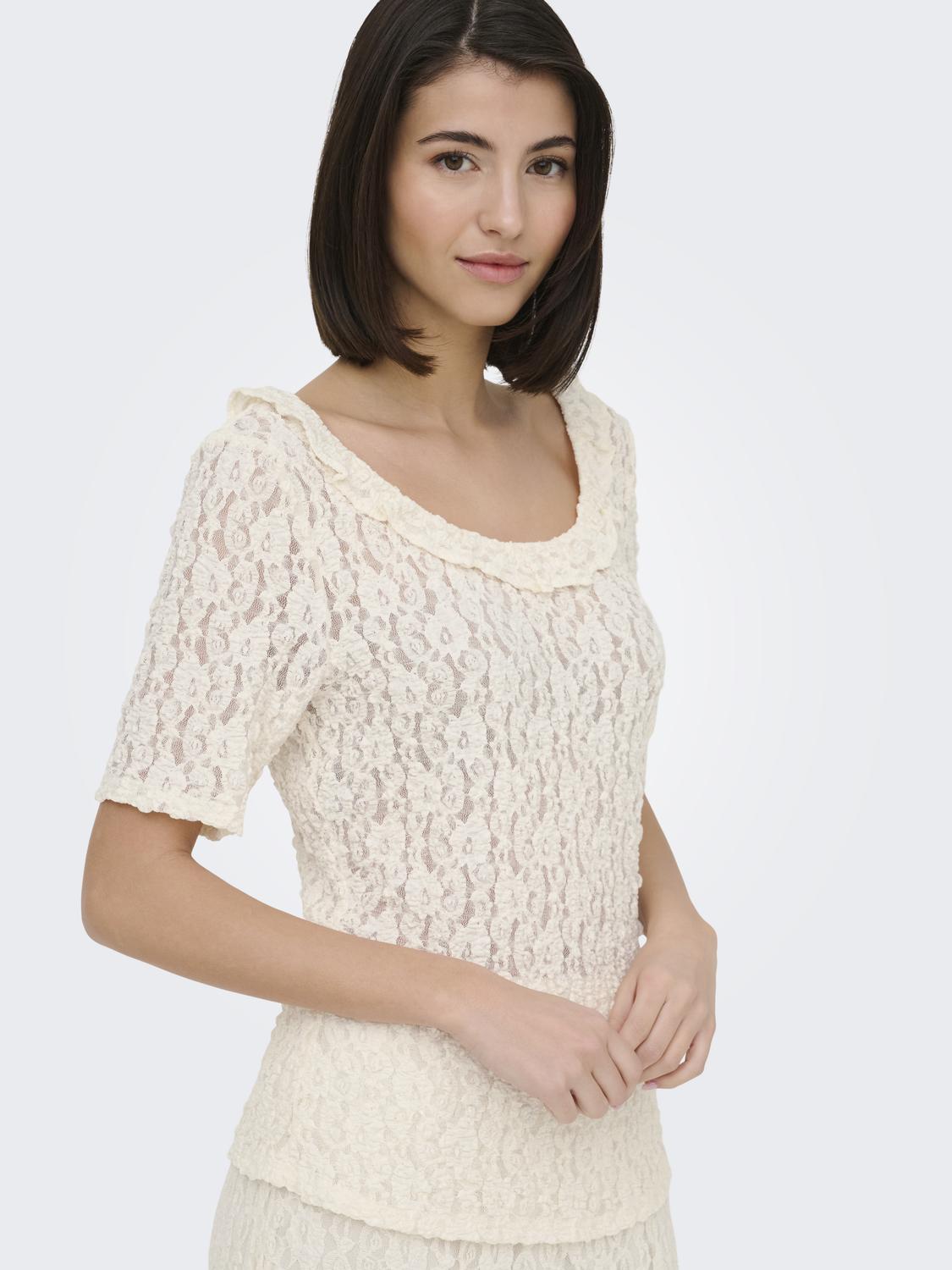 JDYGALLAS S/S LACE TOP JRS - 4