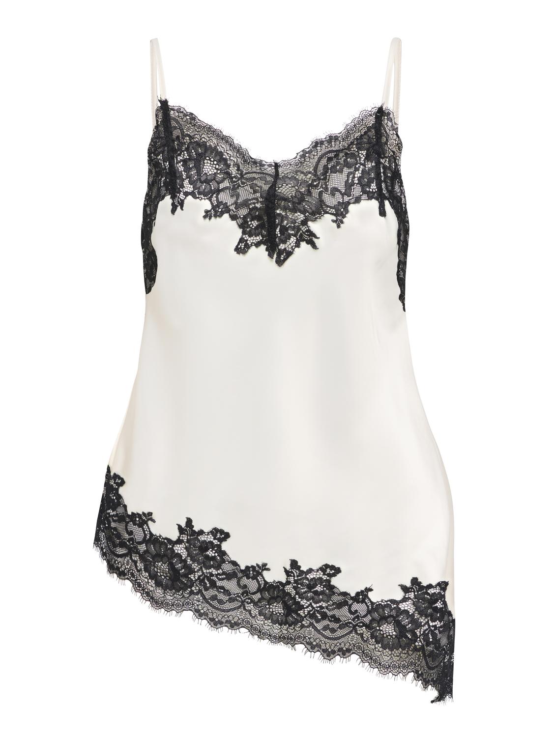 STUESSA SATIN LACE ASYM SINGLET WVN