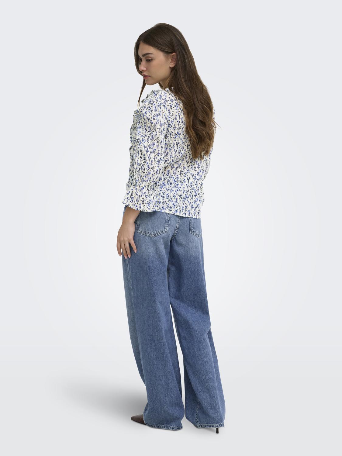 ONLCORALIE 3/4 FRILL TOP WVN EX - 2