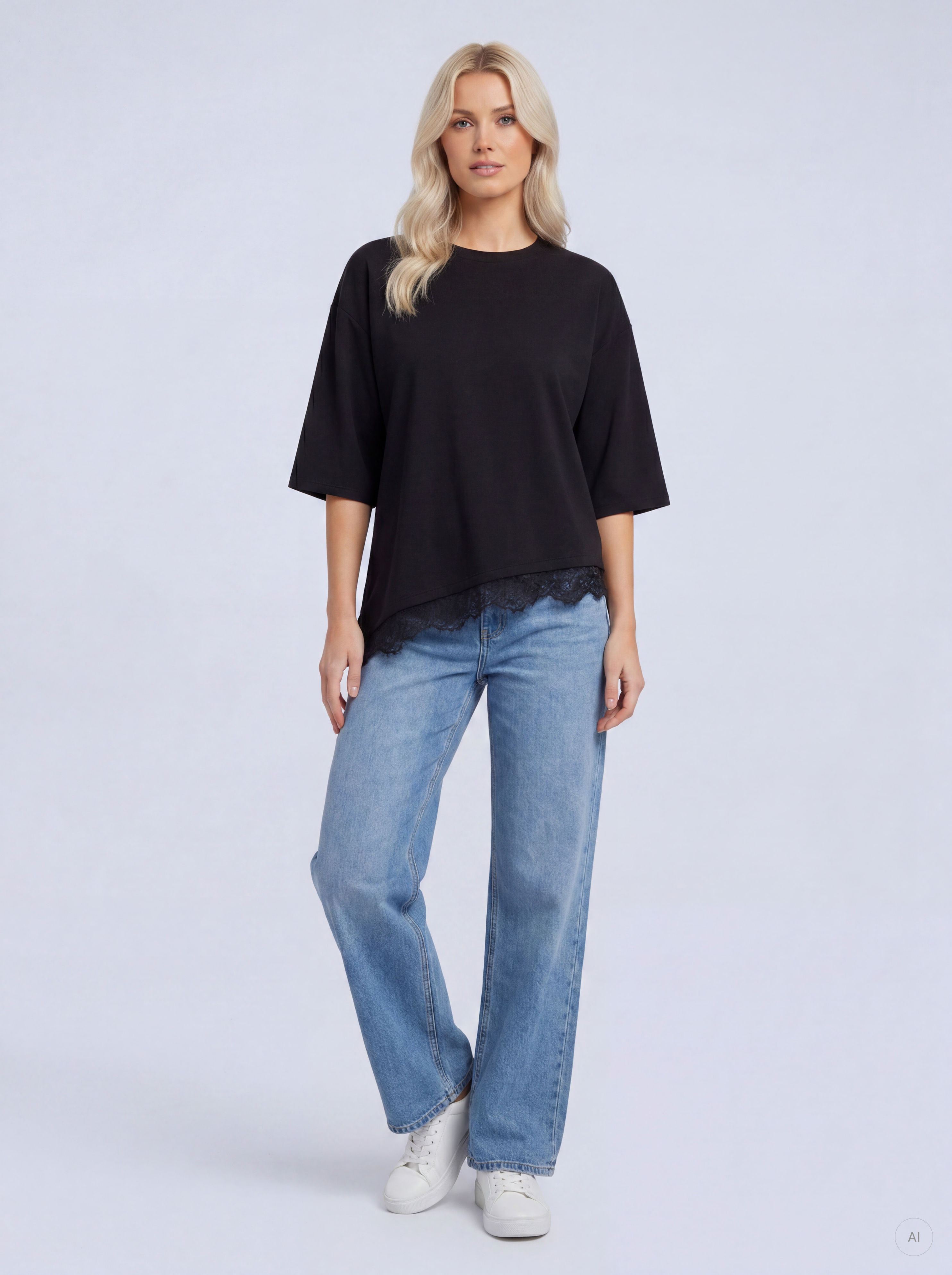 STUMATO S/S LACE ASYM TEE SWT - 5