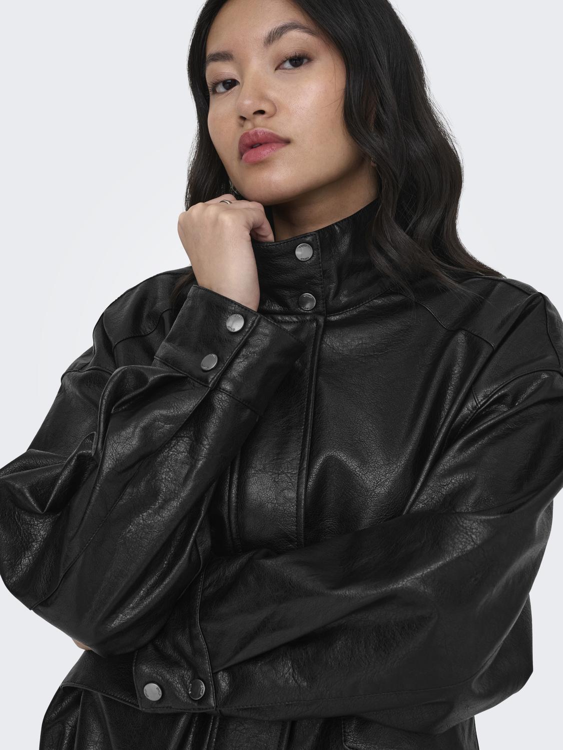 ONLJULIA FAUX LEATHER OVZ. BOMBER OTW - 4