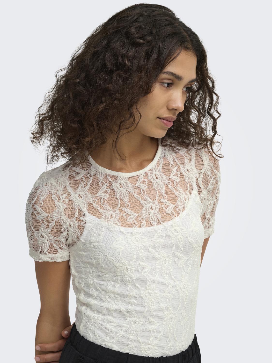 ONLALBA S/S LACE TOP CS JRS - 5