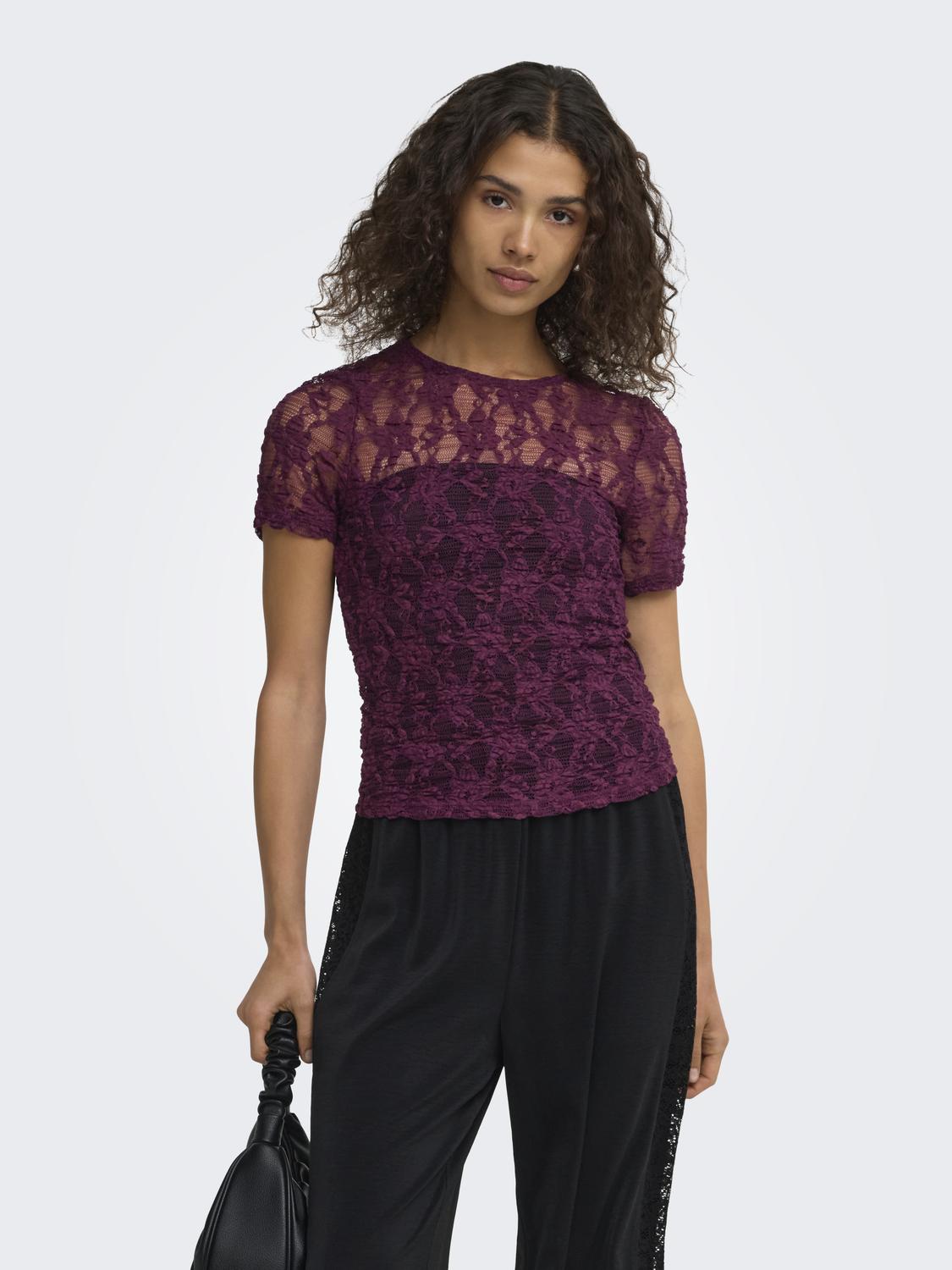 ONLALBA S/S LACE TOP CS JRS