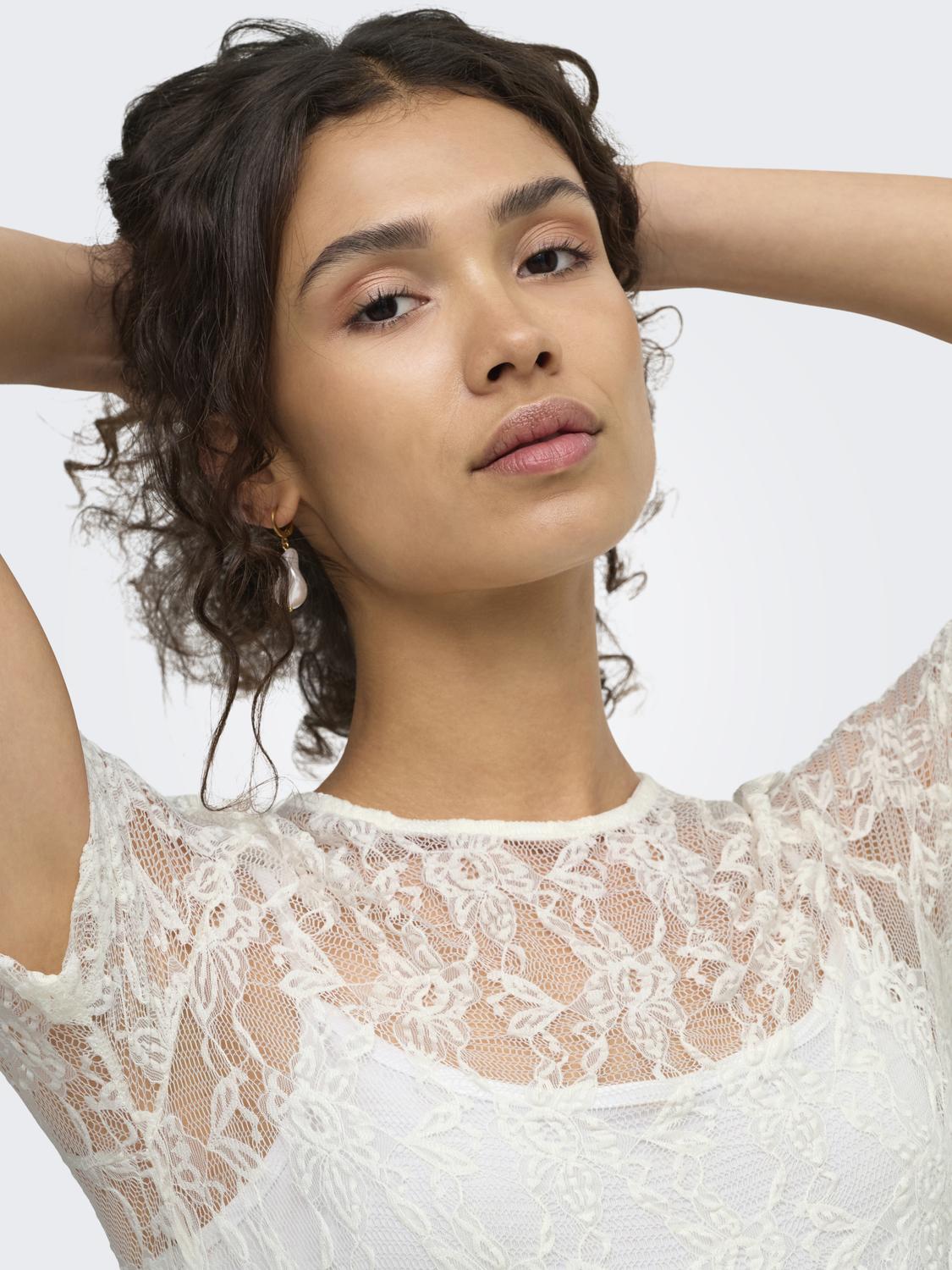 ONLALBA S/S LACE TOP CS JRS - 4