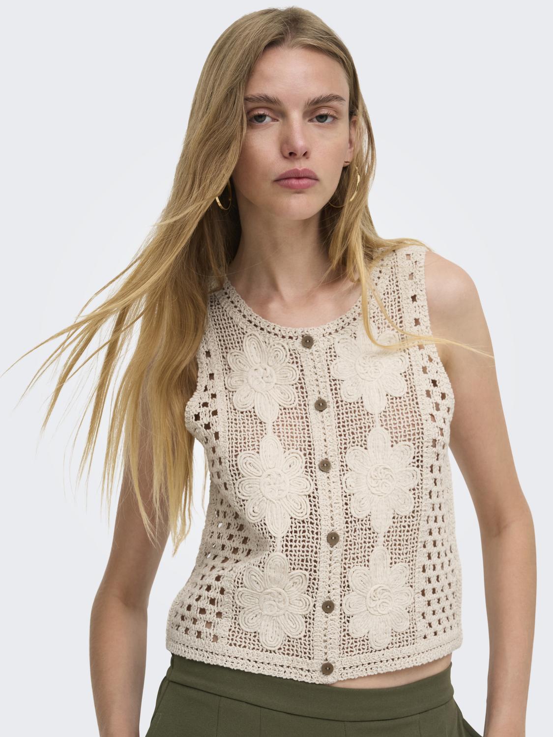 ONLTARA SL O-NECK CROCHET VEST EX KNT - 5