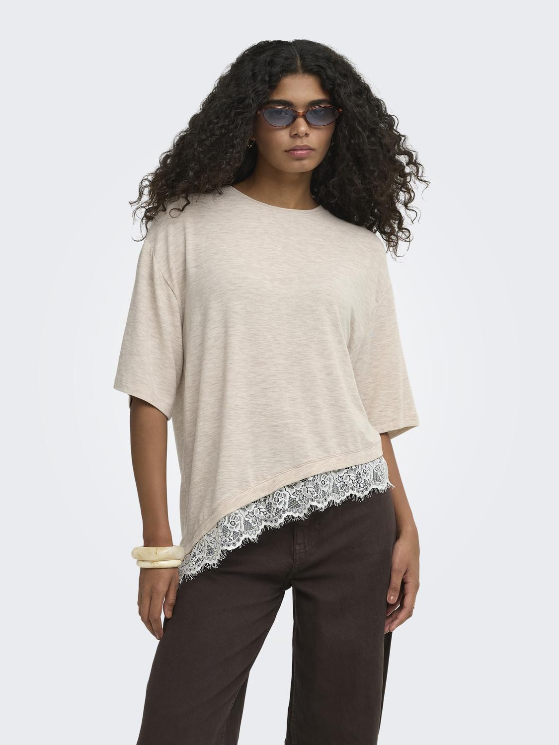 ONLGLAMOUR S/S LACE T-SHIRT JRS